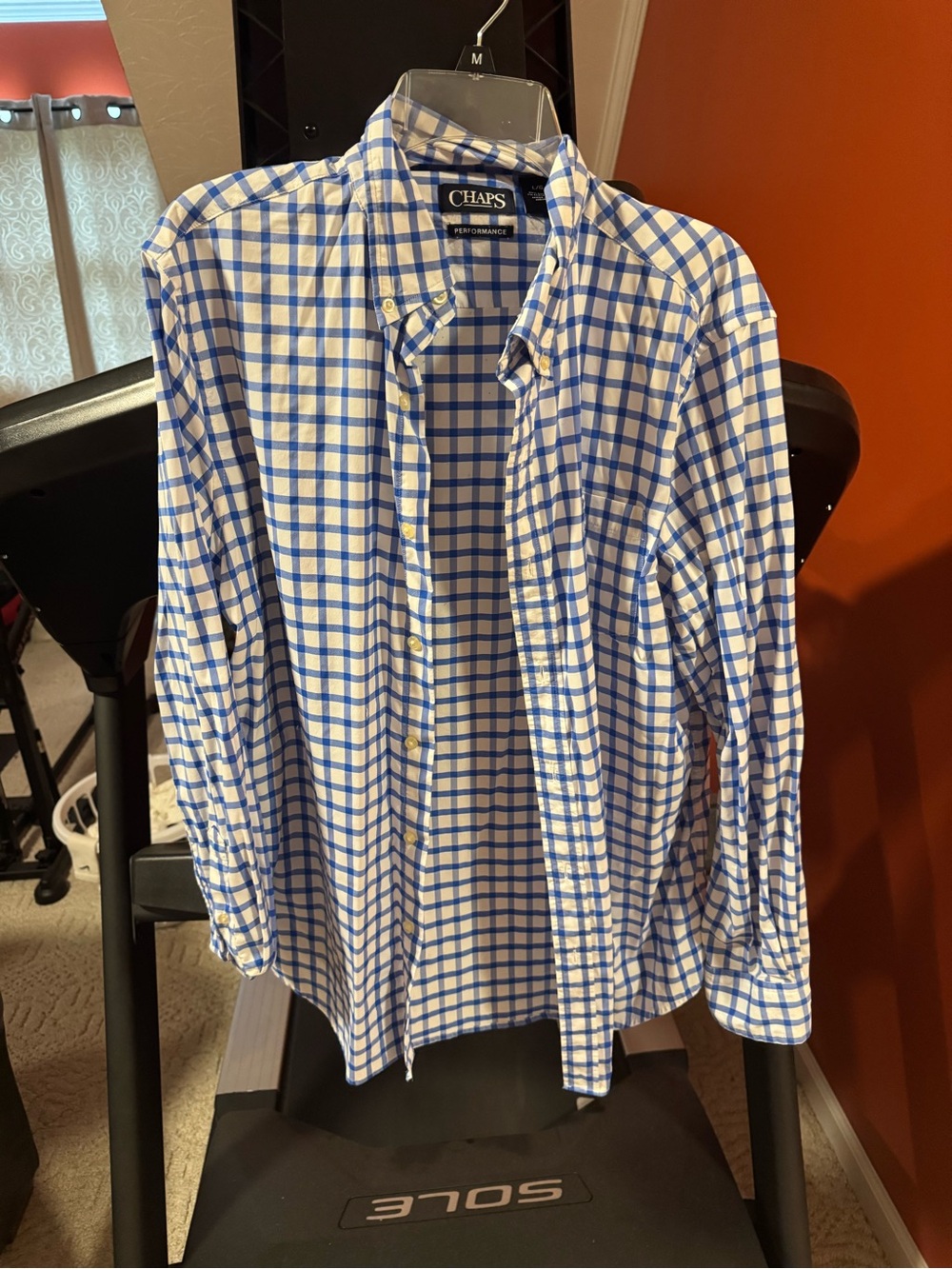 Chaps Men’s Blue & White Checked Button-Down Shirt